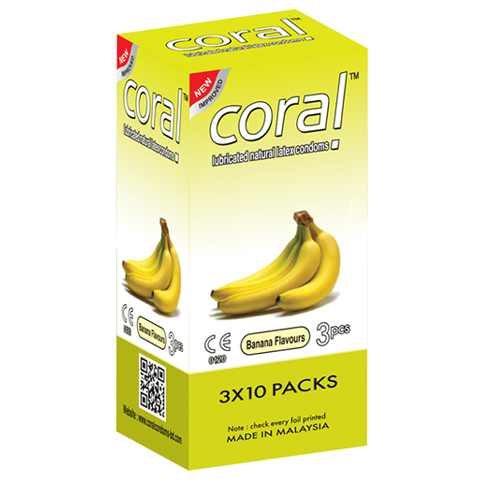 Pack of 30 Pcs Coral Banana Flavor Condom