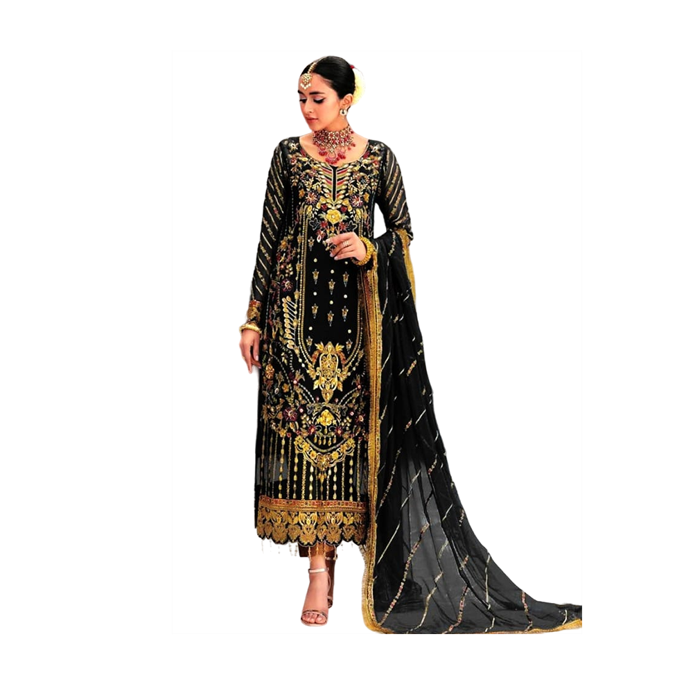 Pakistani Designed Gorgeous Party Wear - SK -316B - Black