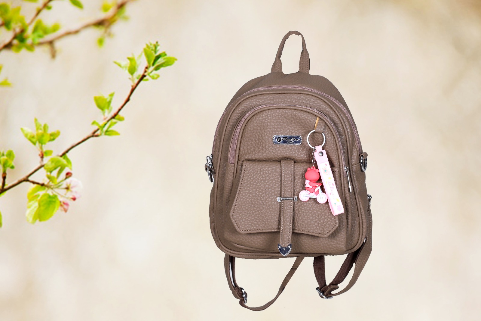 Leather Ladies Backpack For Women - Gray - RL-14