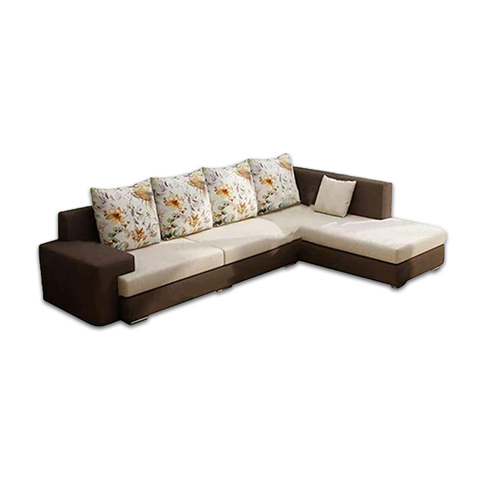 L Shape Feather Sofa Set - Brown Coffee - ASA946