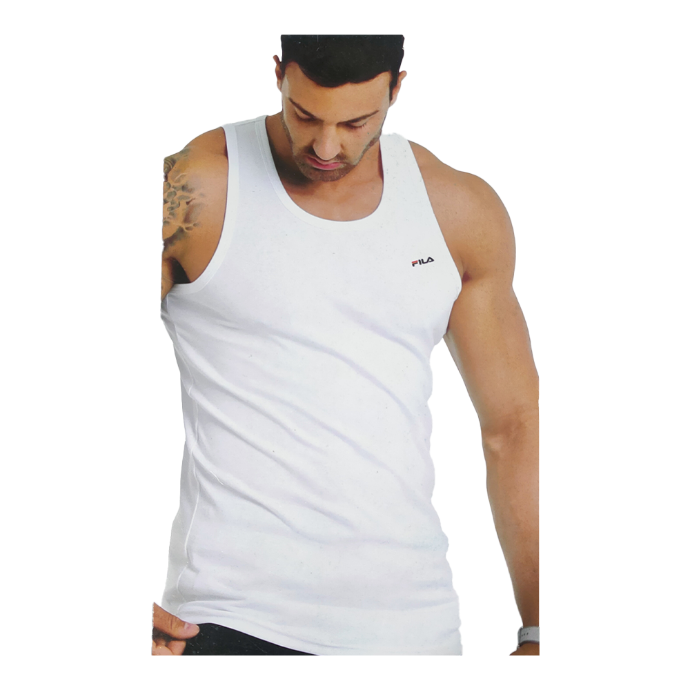 FILA Cotton Sleeveless Vest For Men - White