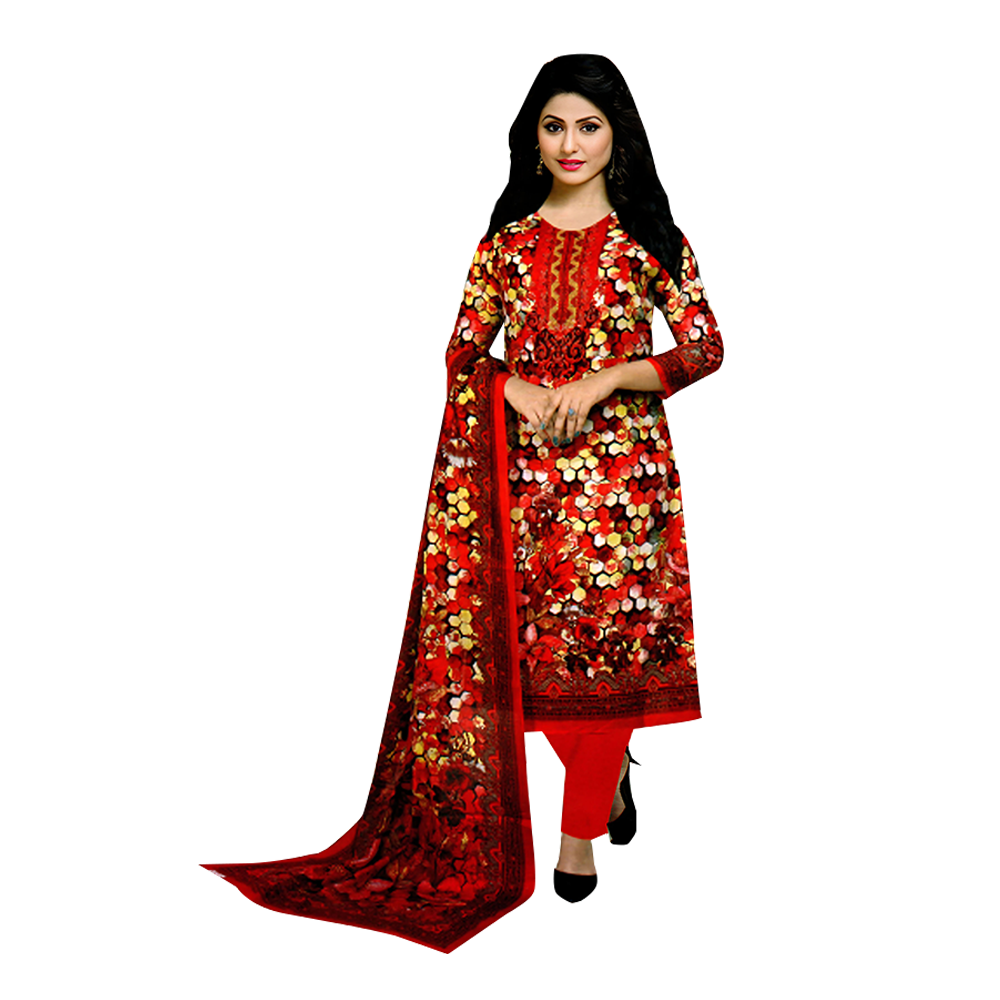 Unstitched Cotton Salwar Kameez for Women - Multicolor