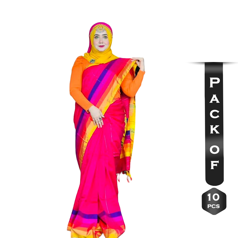 Pack Of 10 Piece Cotton Holuder Saree - HP-THS-502-10P