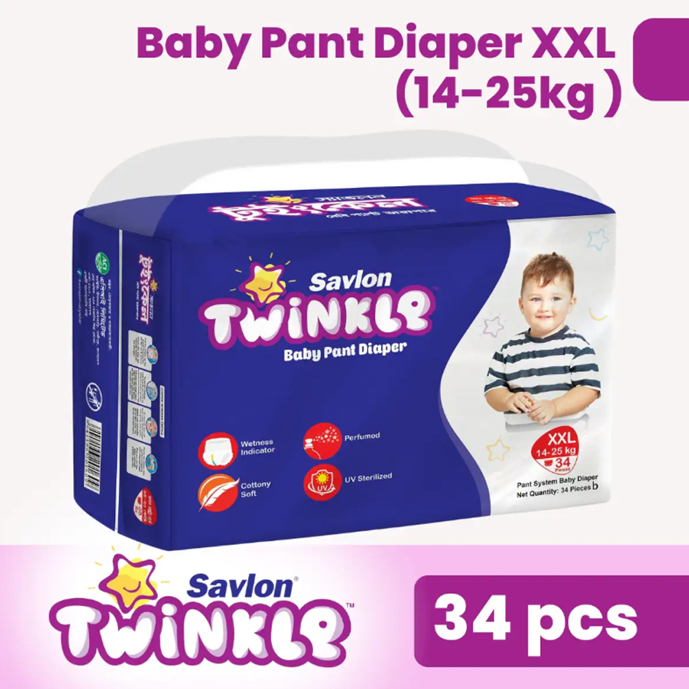 Savlon Twinkle Baby Pant Diaper - XXL - 14-25Kg - 34 Pcs - HP94