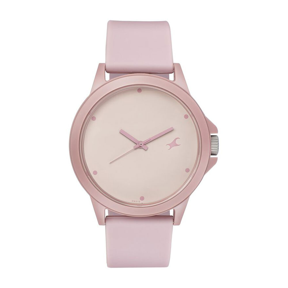 Fastrack Tees Quartz Analog Watch - Pink Dial Silicone Strap