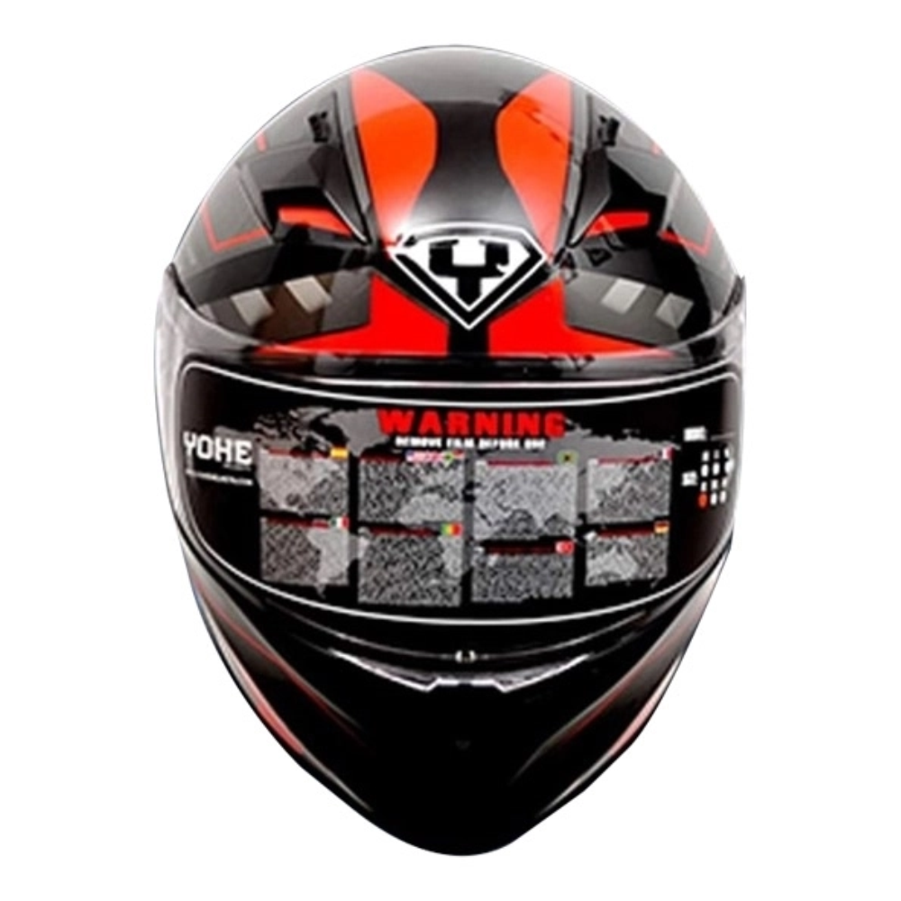 YOHE 978-2-61#A Full Face Glossy Helmet - Black Red Glossy