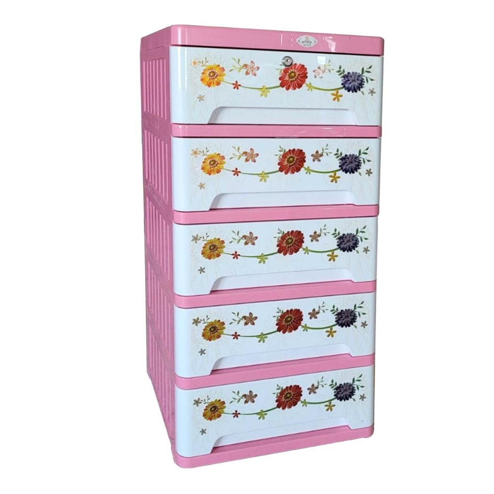 RFL Plastic Classic Closet 5 Drawer White and Pink 939218