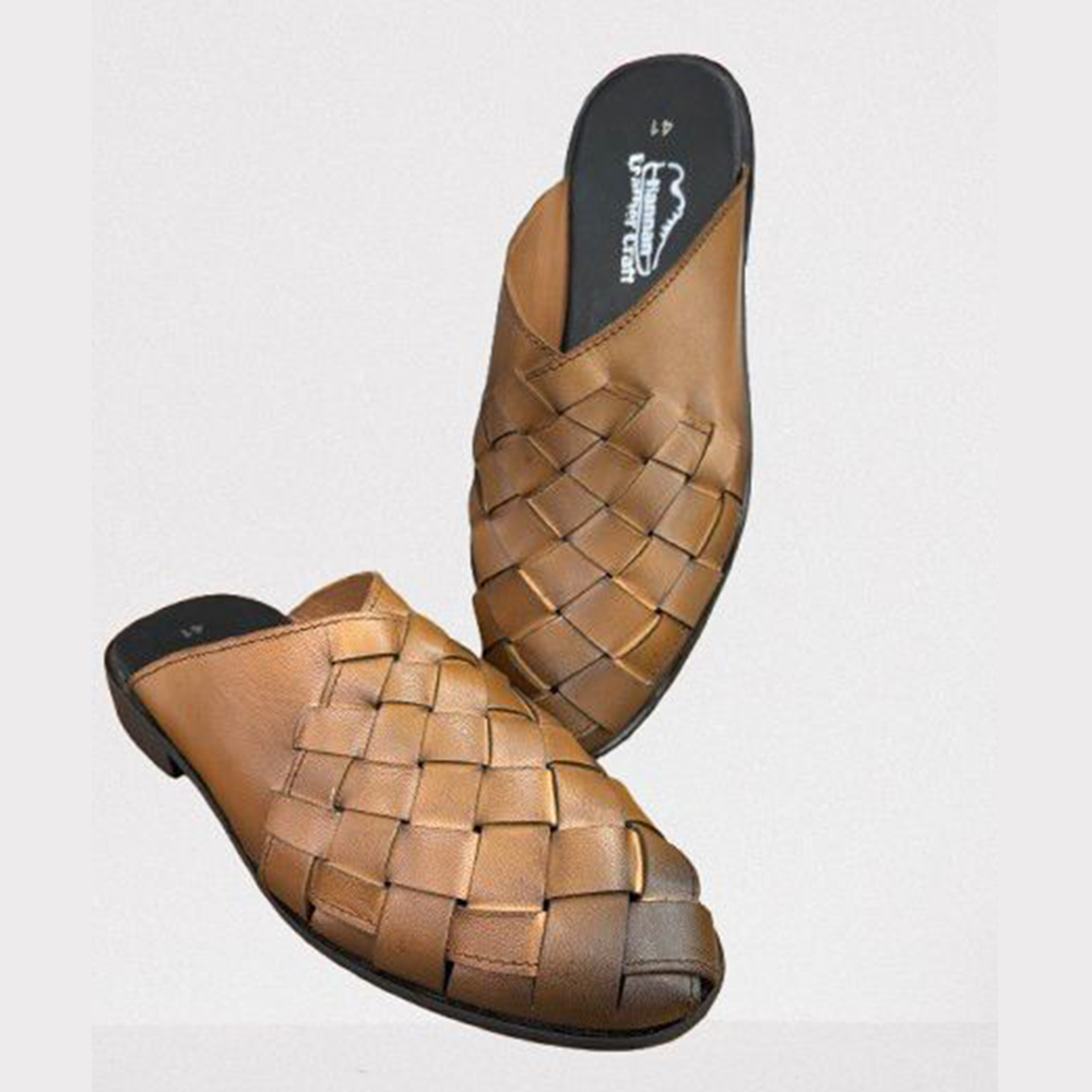 Leather Sandal For Men - Brown - Eid1