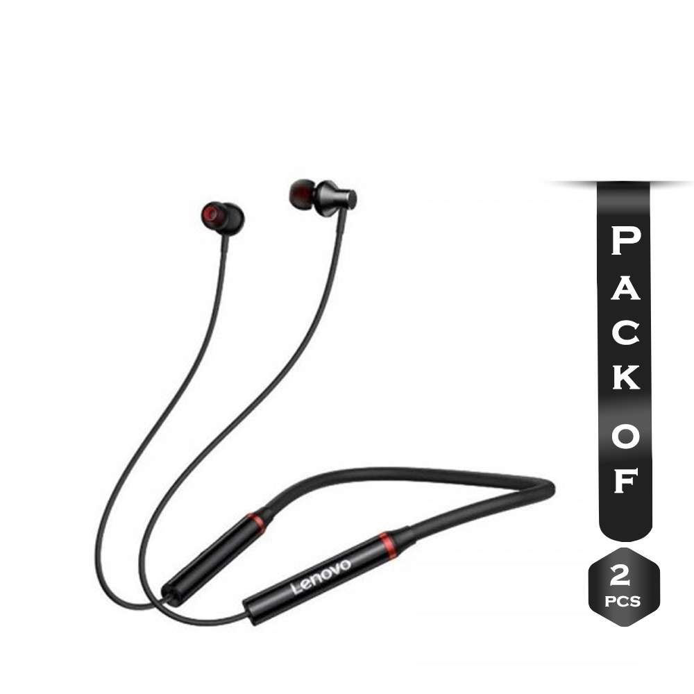 Pack Of 02 Pcs Lenevo HE05x Bluetooth Neckband - Pack