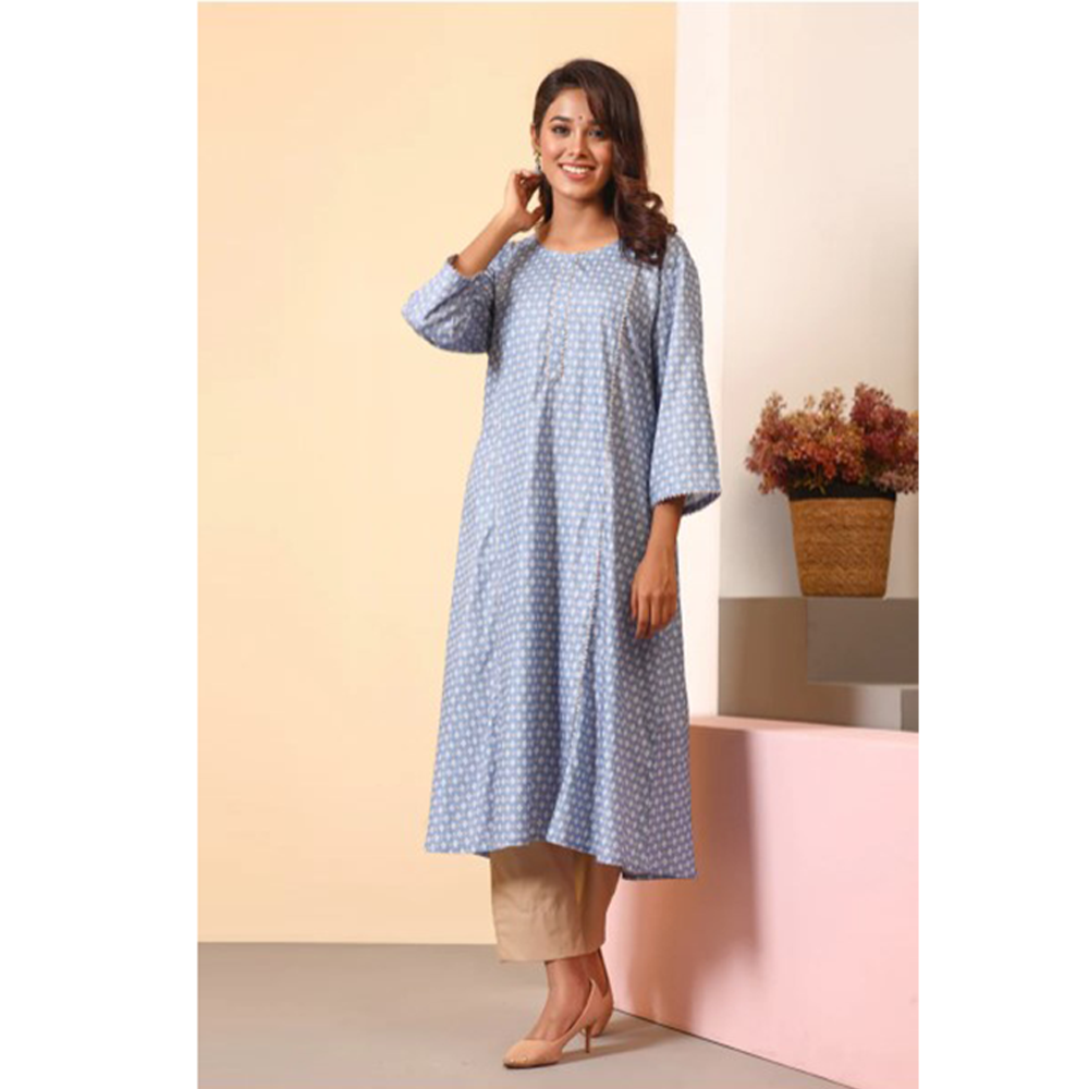 Cotton Kurti for Women - Sky Blue - 0523 000167