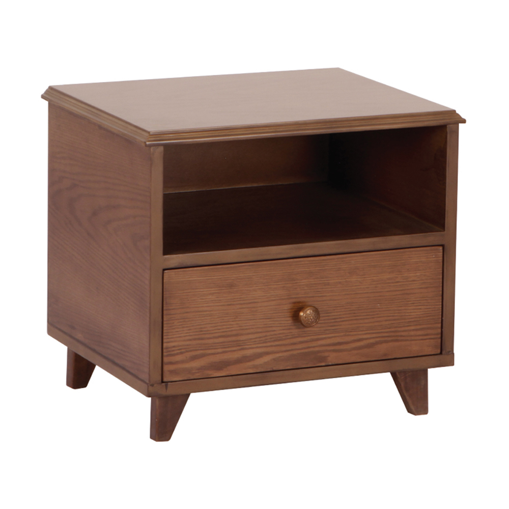 Delta Furnishers DIL-BST-102 Beech & Veneered Process Wood Bed Side Table - Lacquer and SantaFe