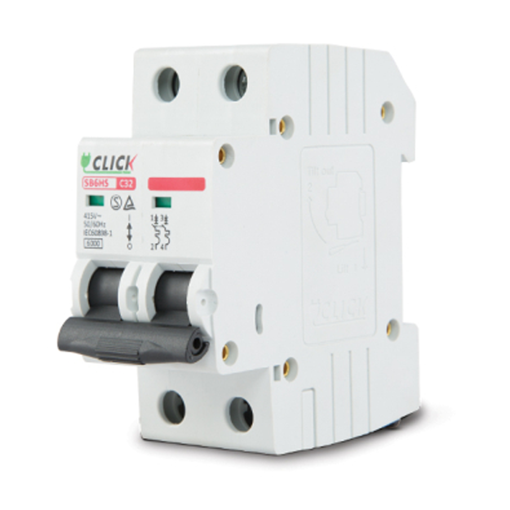 Click Circuit Breaker MCB - 2P 63A C 6KA - White