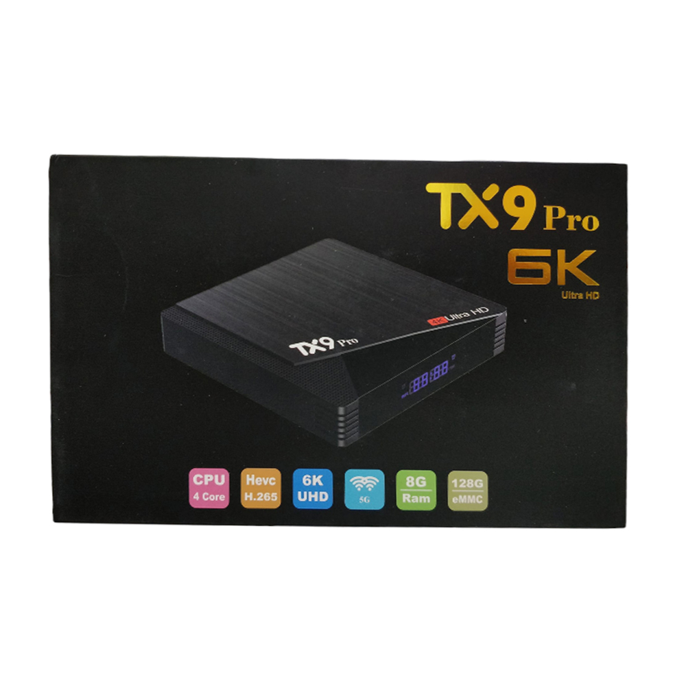Tanix TX9 pro 6K Ultra HD TV BOX 8GB RAM and 128 GB ROM - Black
