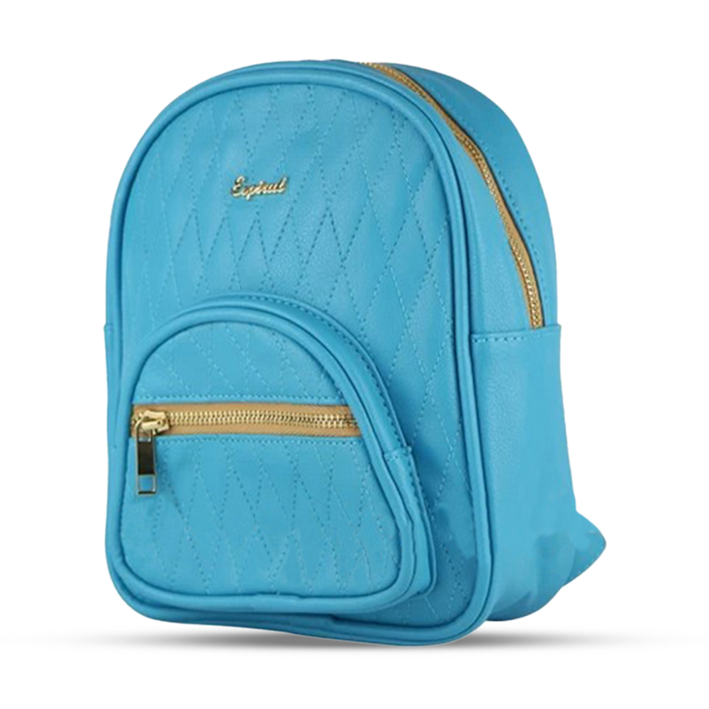 Espiral Artificial Leather Backpack For Women - Cyan - CyanLBCD07