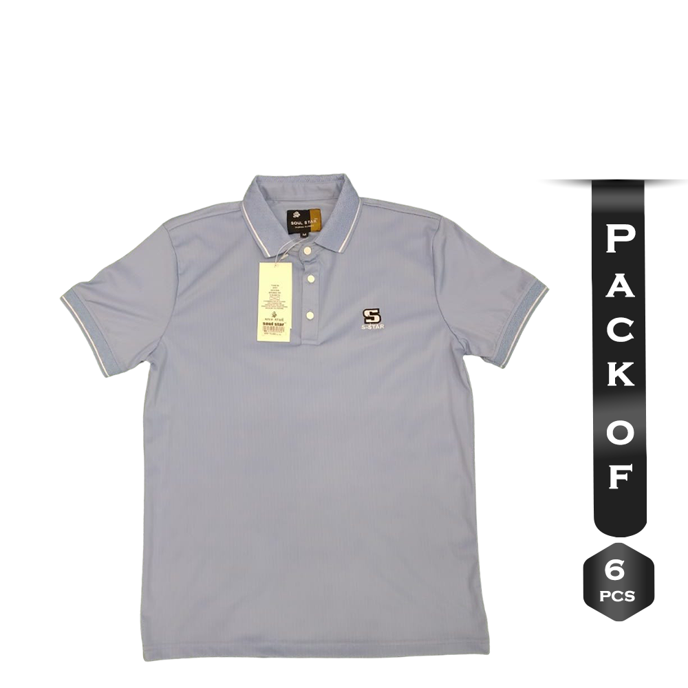 Pack Of 6 Pcs Cotton Polo For Men - Sky Blue