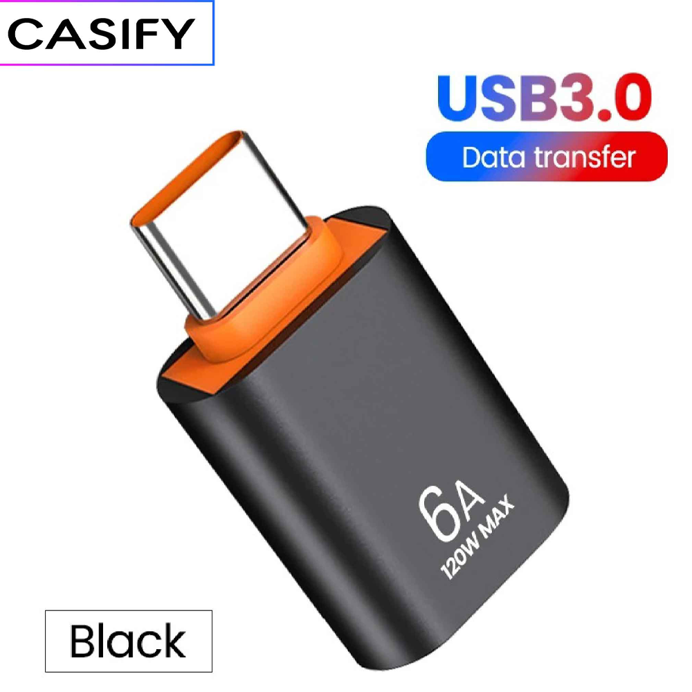 CASIFY OTG10 6A Type C Otg USB Cable - 120W - Black 