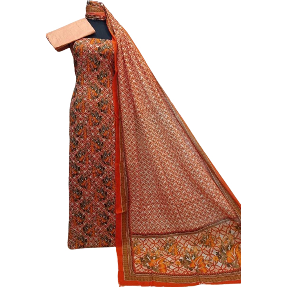 Unstitched Cotton Printed Salwar Kameez For Women - Multicolor - 3R-P210