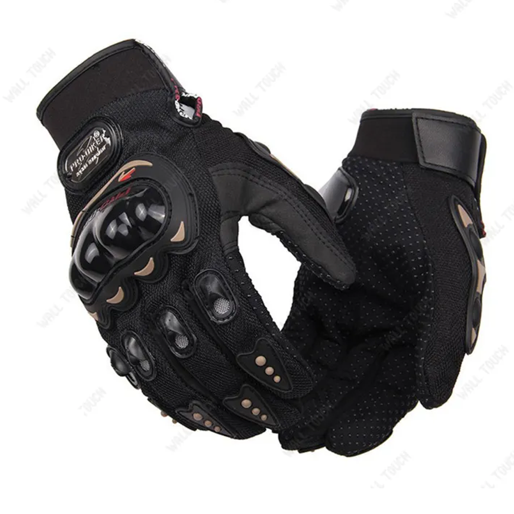 Probiker Synthetic Leather Full Finger Sports Racing Gloves With Phone Touch - Black - 270422872