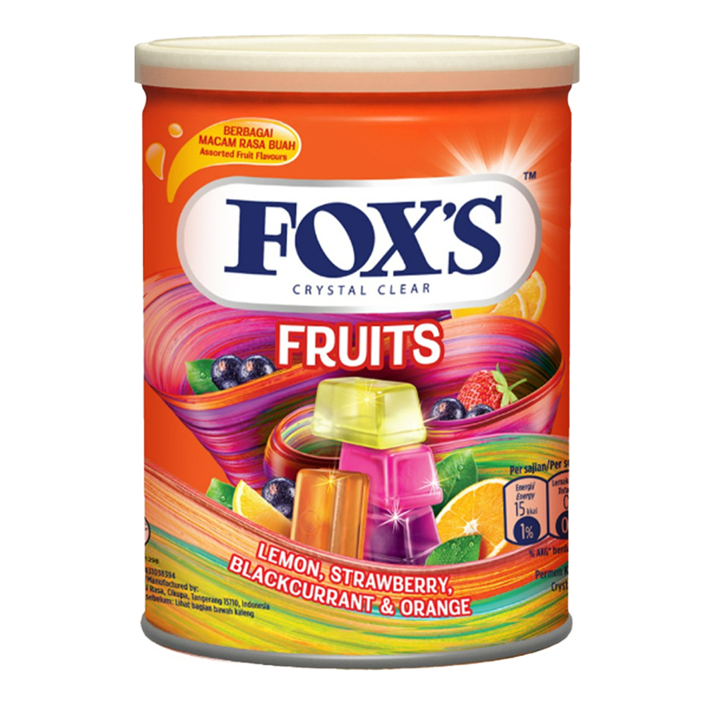 Foxs Crystal Clear Fruits Candy Can - 180gm - 1000080