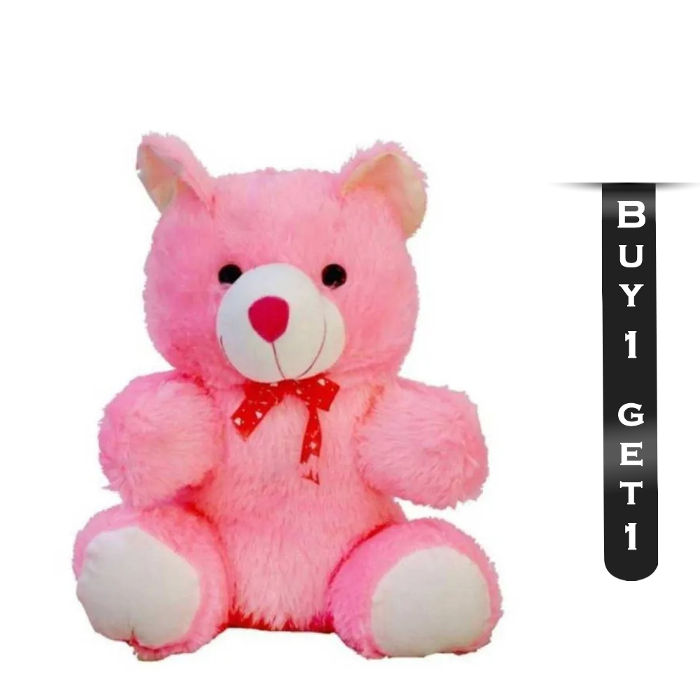 Buy 1 Get 1 Woolen Cotton Teddy Bear For Baby - Pink