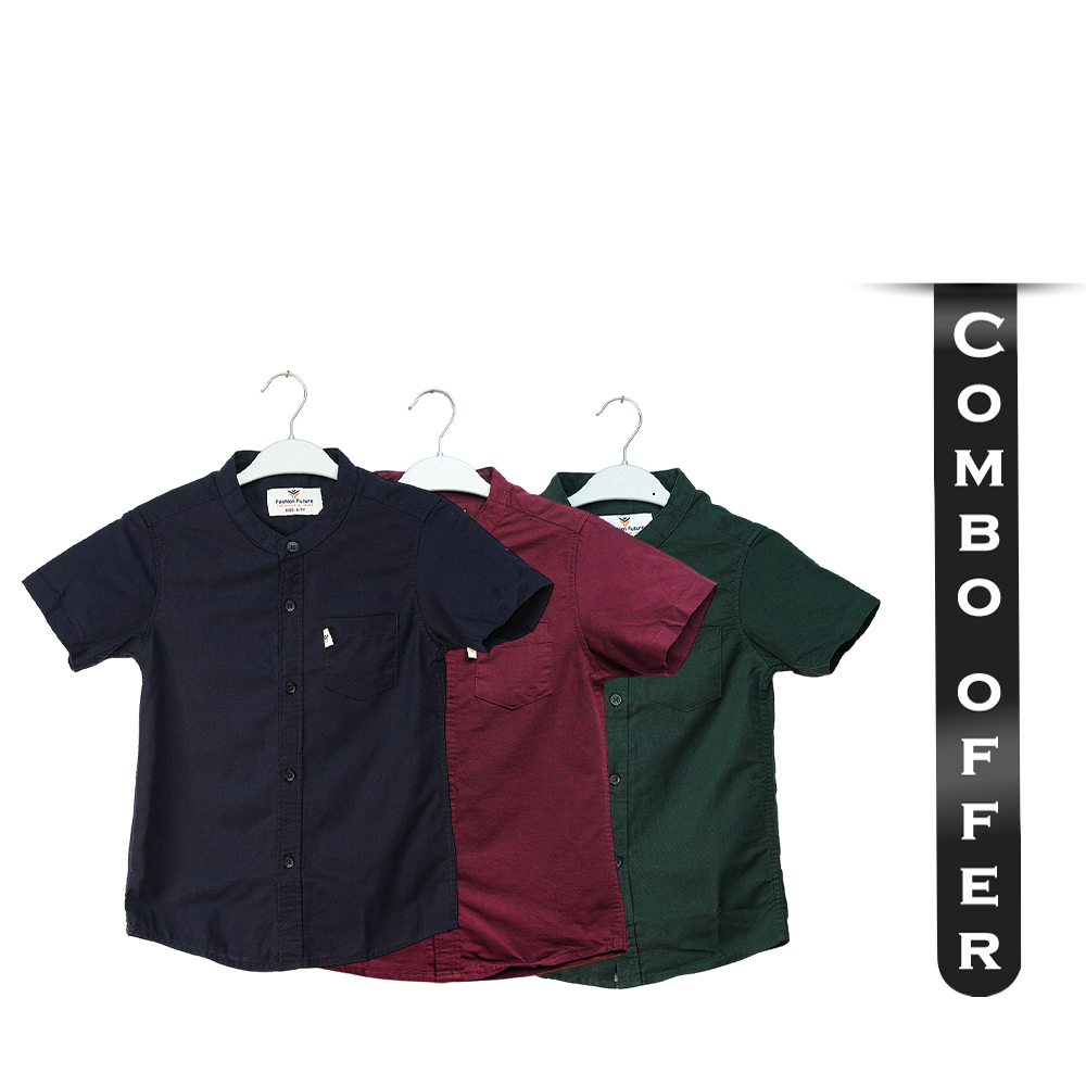 Combo Pack -2 Oxford Cotton Short Sleeves Shirt for Boys