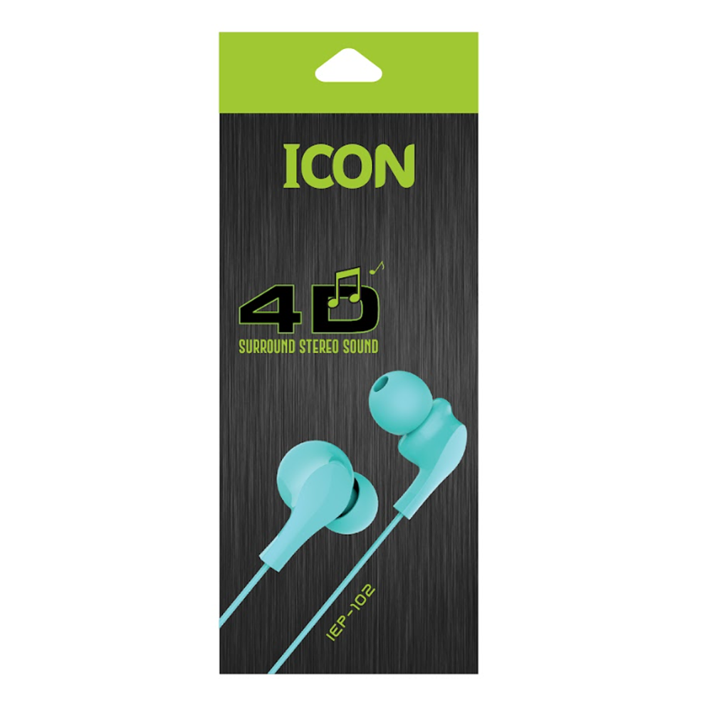 Icon IEP-102 Wired In-Ear Earphone - Turquoise Blue