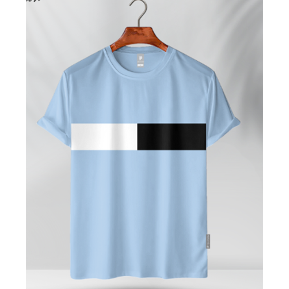 Combed Cotton Half Sleeve T-Shirt For Men - Sky Blue