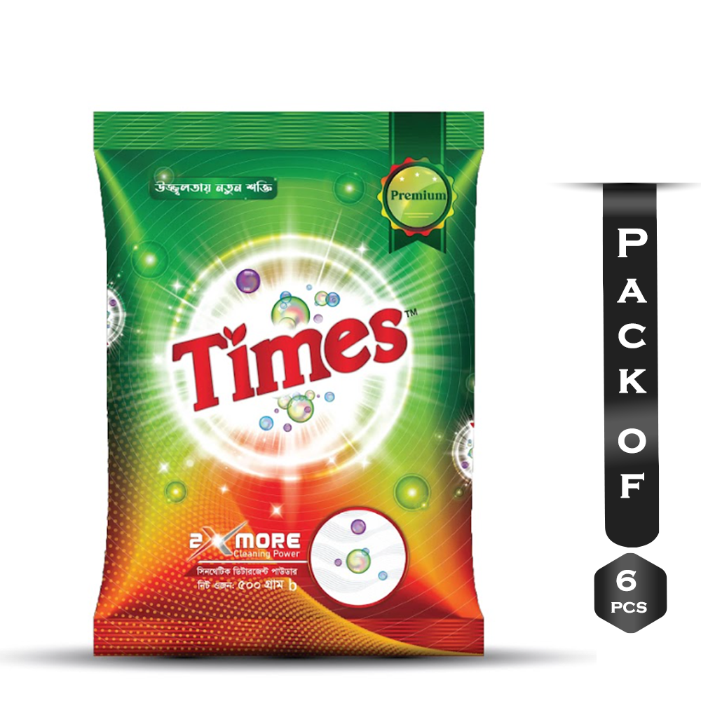 Pack of 6 Pcs Times Premium Detergent Powder - 500gm