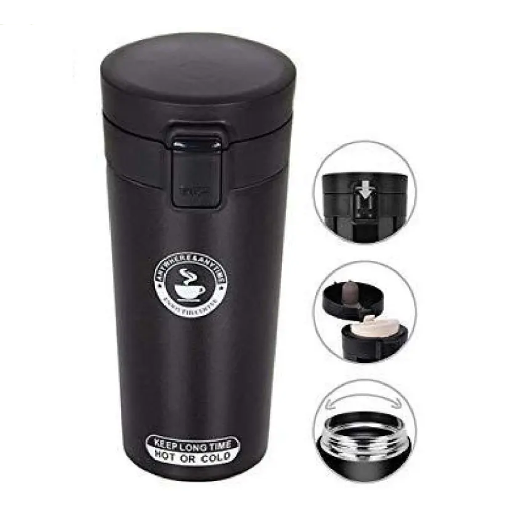 Stainless Steel Thermo Travel Coffee Mug - Black