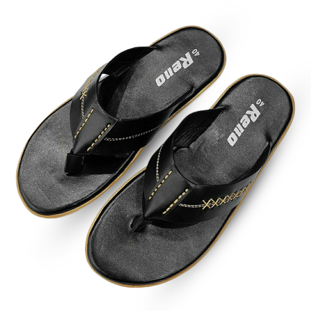 Leather Sandal for Men - Black - RS7066