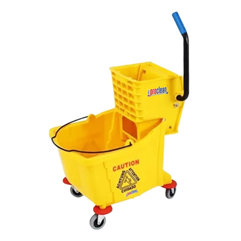 Single Mop Wringer Trolley - 32 Liter - Yellow - WT-1220