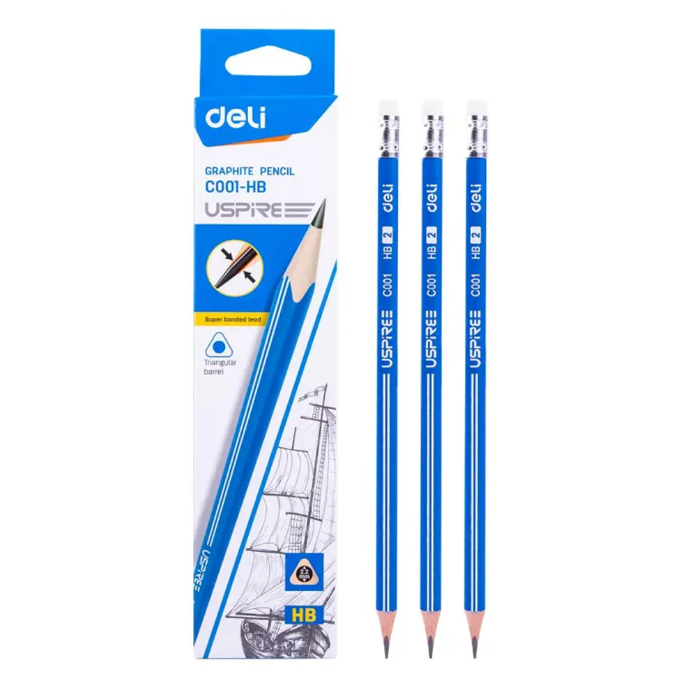 Deli EC001 HB Graphite Pencil - 12 Pcs