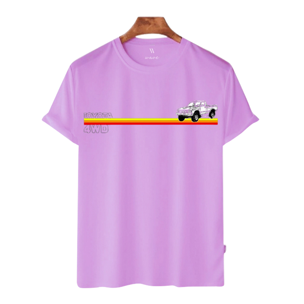 Cotton Round Neck Half Sleeve T-Shirt for Men - Lavender - W-L-015