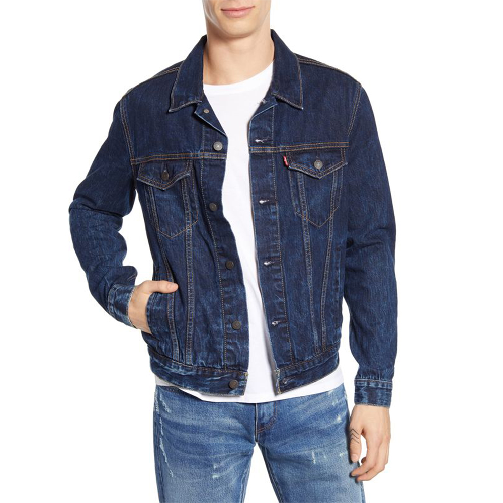 Denim Full Sleeve Winter Jacket For Men - Navy Blue - MJJ-32