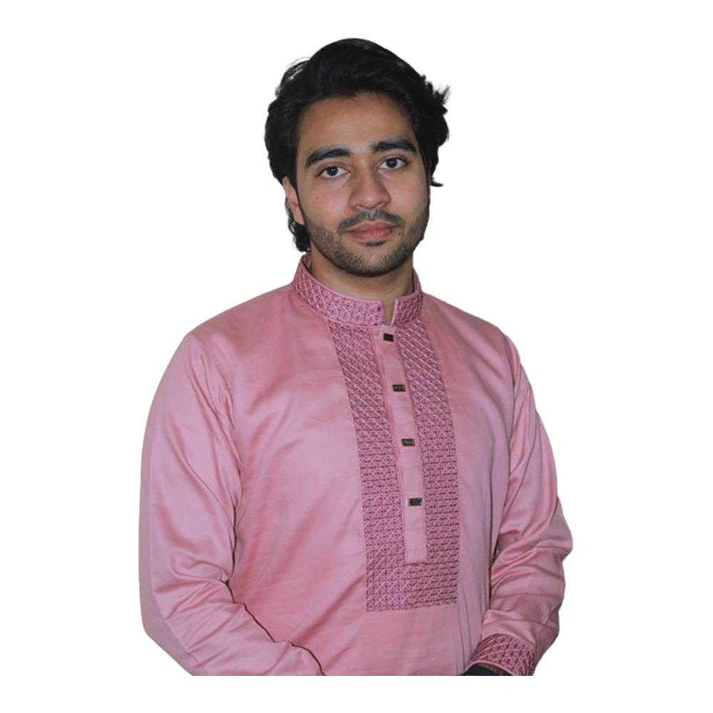 Tencel Cotton Embroidered Panjabi For Men - Light Pink