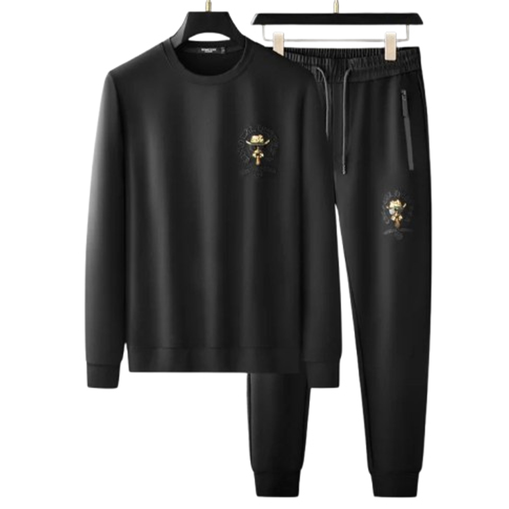 PP Hoodie with Trouser Full Track Suit for Men - Black - HT-N1