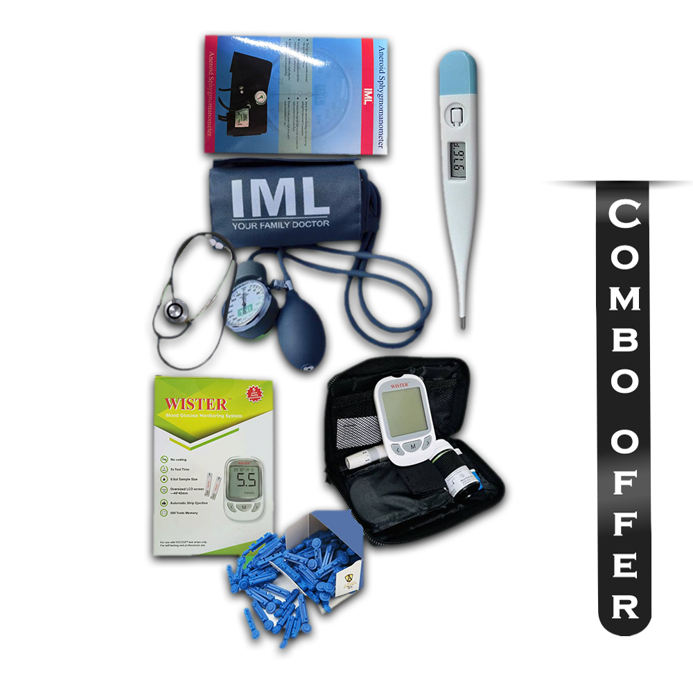 Combo of IML BP Machine Full Set - Wister Glucose Meter - Digital Thermometer - Plastic Blood Lancet