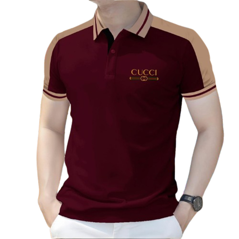 Pique Cotton Polo For Men - Maroon - PT-F10