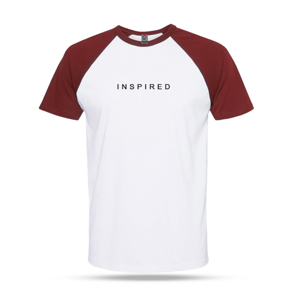 Cotton Half Sleeve T-Shirt For Men - White and Maroon - RHT1006