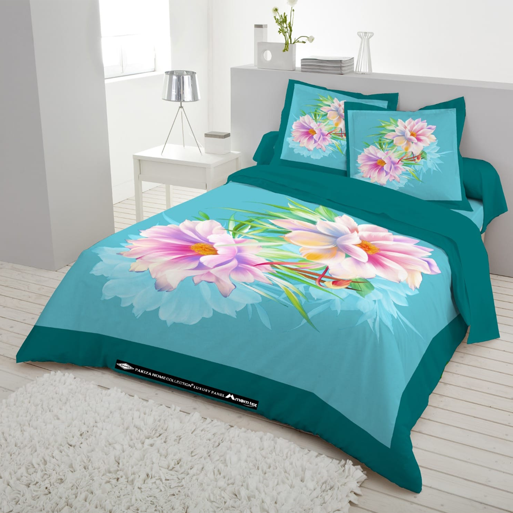 Panel Cotton King Size Bedsheet With Pillow Cover - Multicolor - 192405