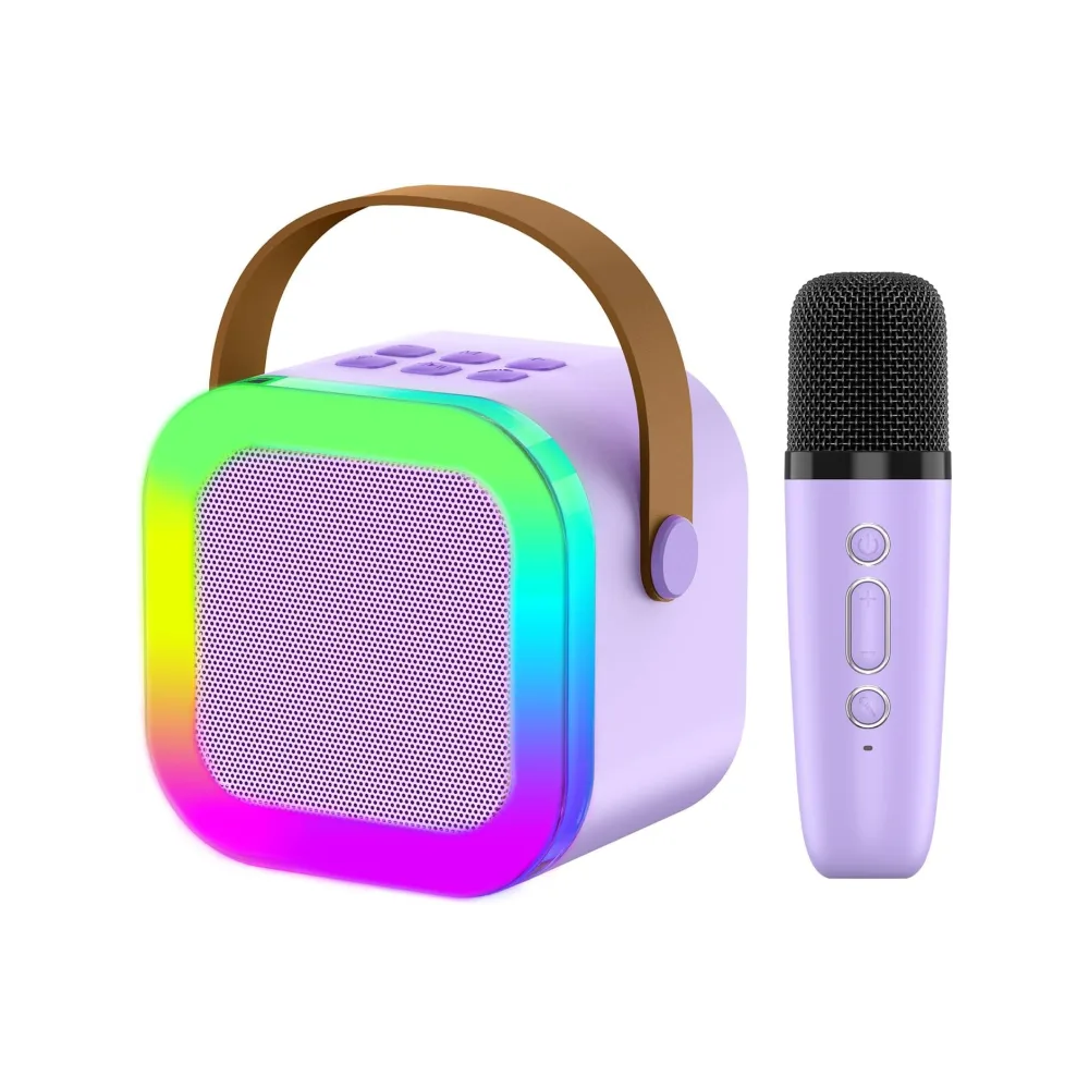 K12 Wireless Karaoke Mic Speaker With RGB LED Light for Kids - Purple