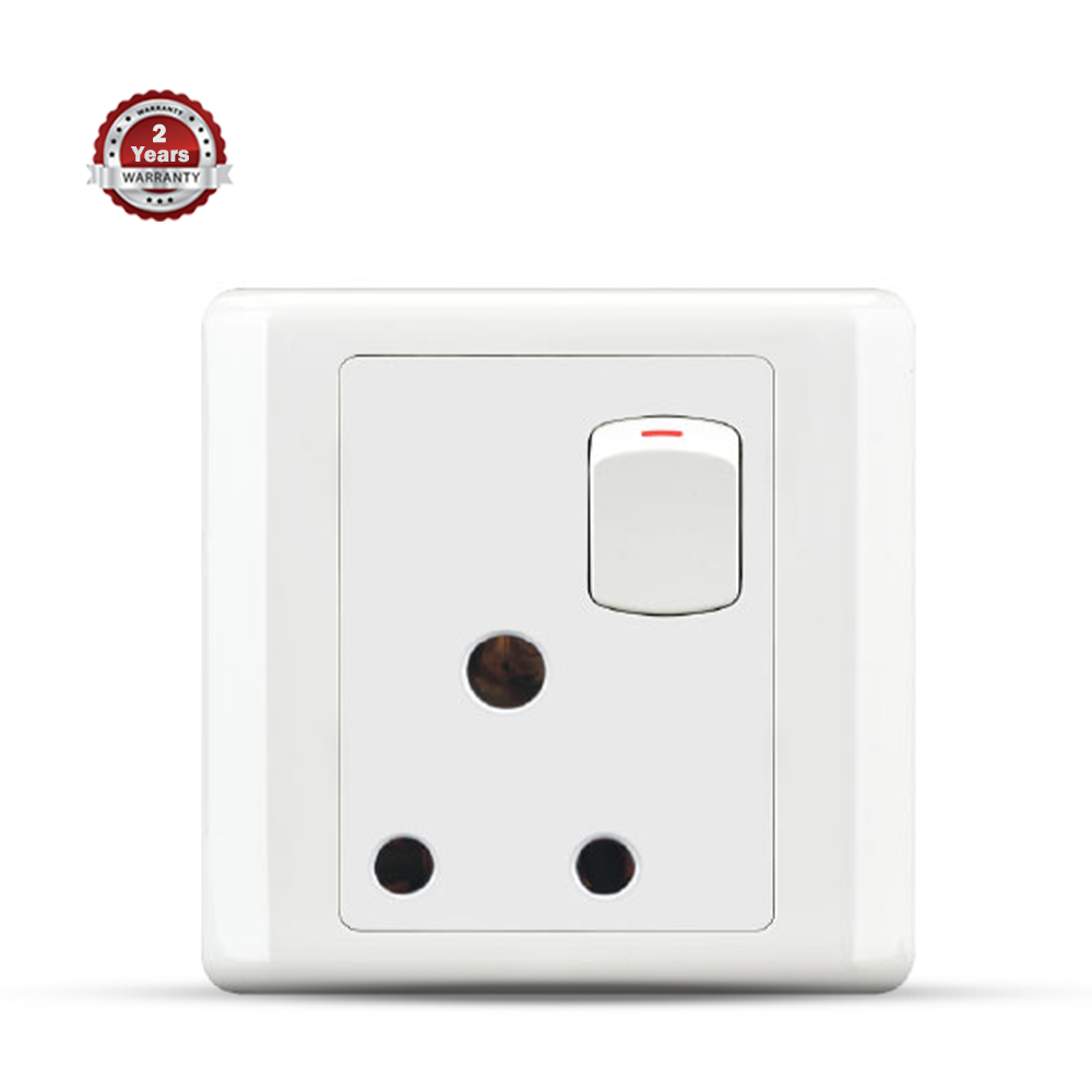 HEE Classic 15A 3 Pin Round Socket with Switch - White