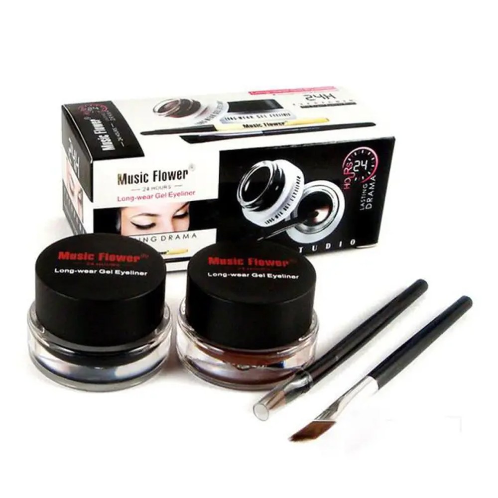 Music Flower Gel With Two Color Gel Eyeliner Smudge - Black And Brown