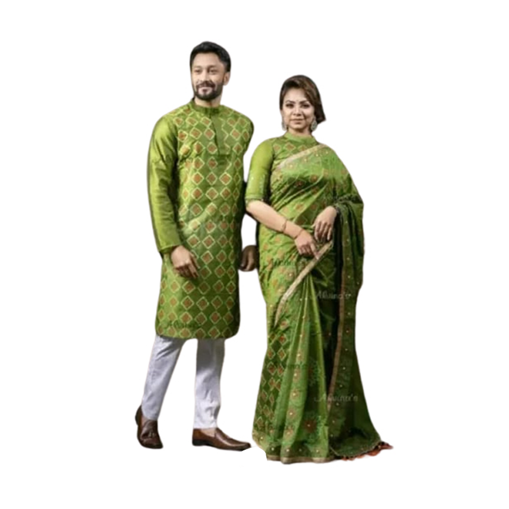 Half Silk Saree and Cotton Panjabi For Couple - CS-60