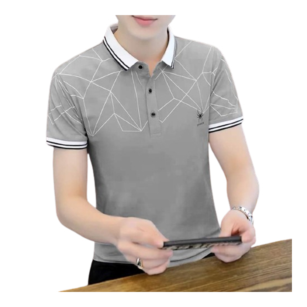 Cotton Half Sleeve Polo T-Shirt for Men - Light Gray - PT-M4 