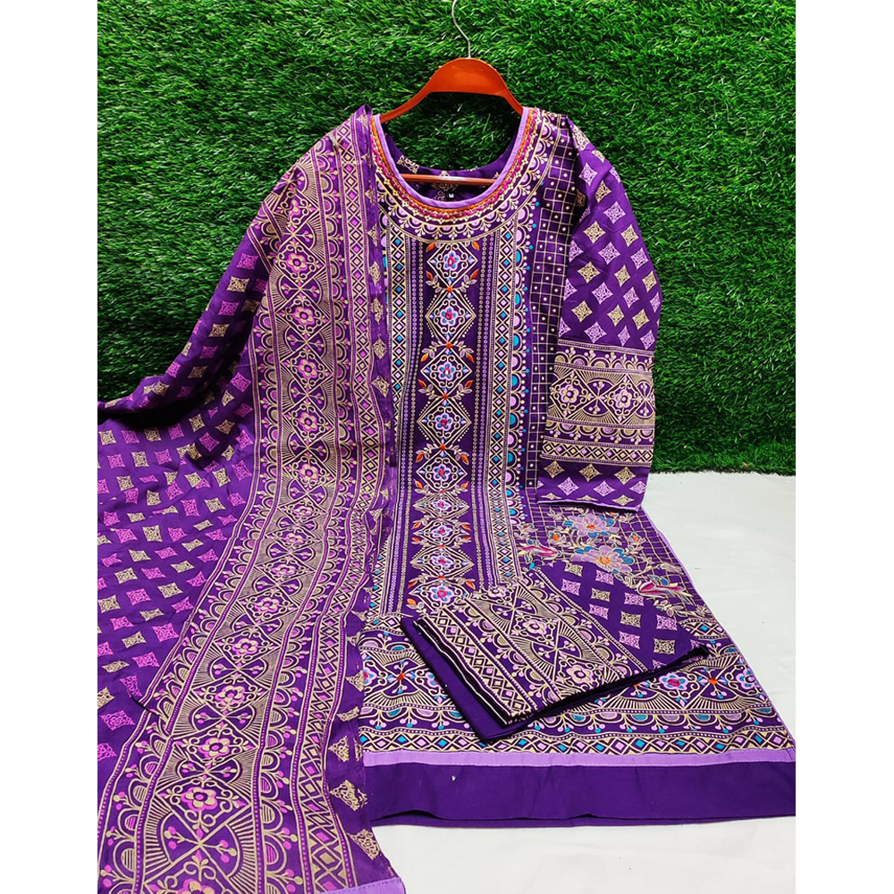 Cotton Salwar Kameez For Women - Navy Blue