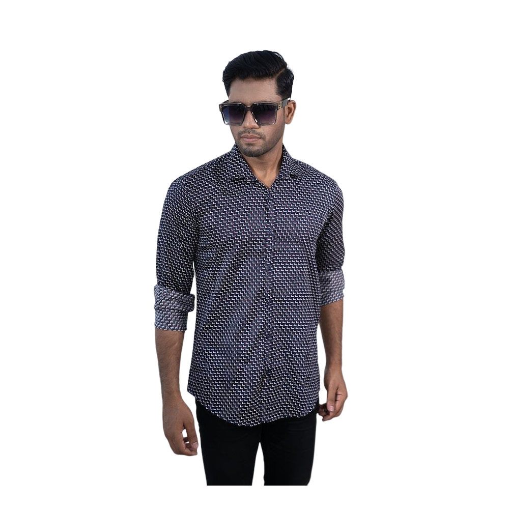 Westeen Cotton Printed Casual Slim Fit Full Sleeve Shirt for Men - Multicolor - 1010792