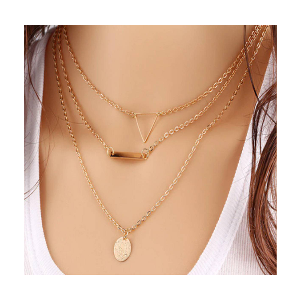 Vintage Multilayer Crystal Necklace for Women - Gold