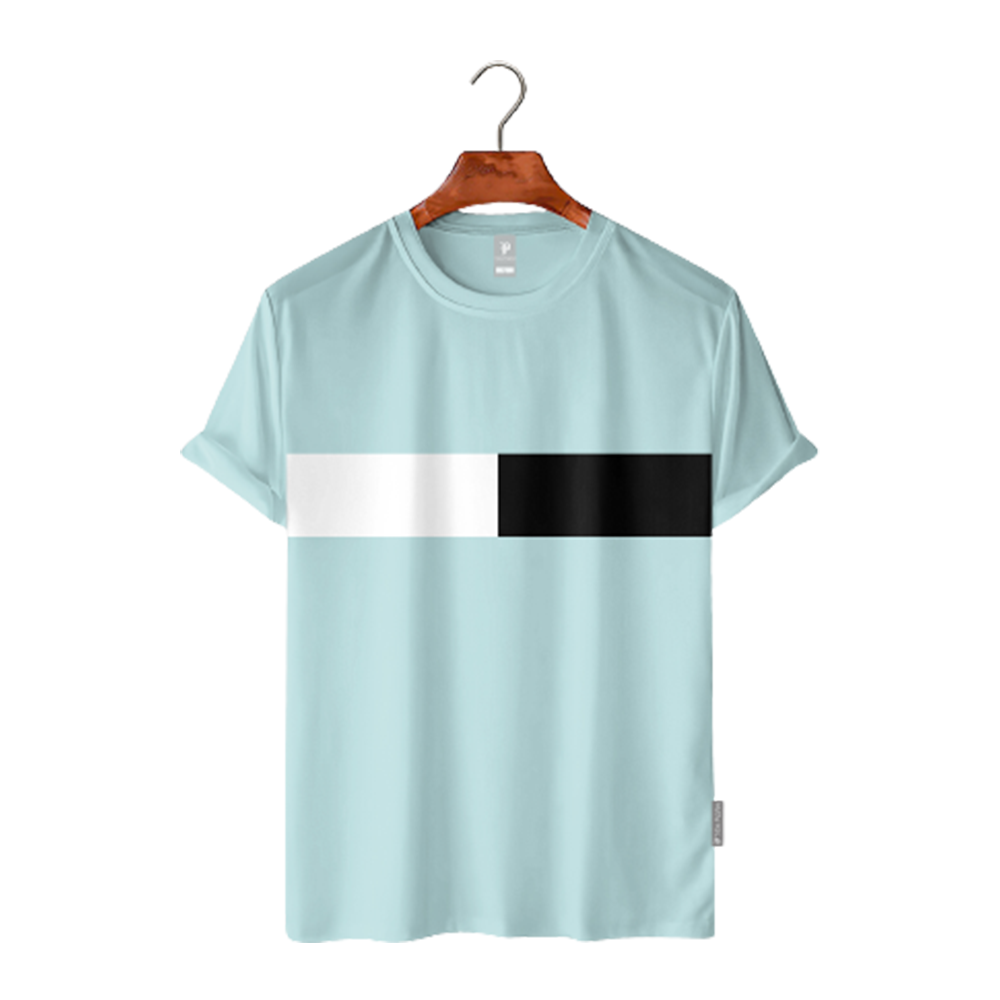 Cotton Half Sleeve T-Shirt For Men - Sky Blue - TS-08