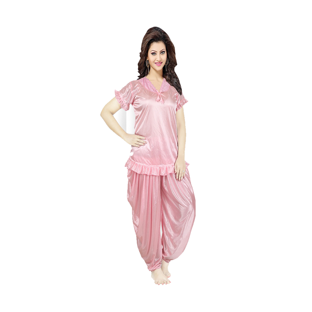 SUPERTRENDY 203-02 Short Sleeve Dhuti Style Nightwear  - Pink